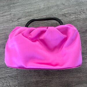 STAUD Hot Pink Satin with Resin Handle and Removable Snakechain.